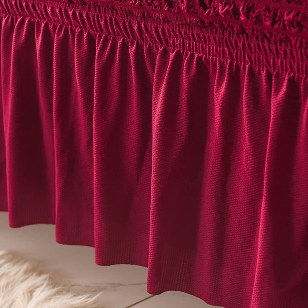 2026 Turkish Bubble Frill Sofa Covers : Maroon