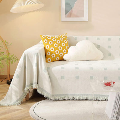 Premium Double Sided Chenille Sofa Covers - Green Mosaic
