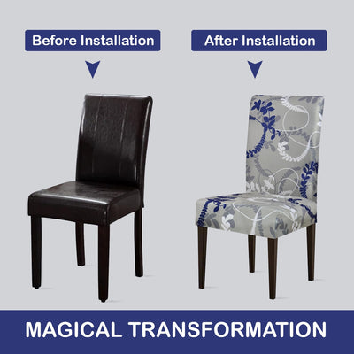 Stretchable Chair Covers, Grey Bloom