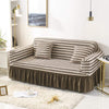 2024 Turkish Bubble Frill Sofa Covers : Beige Brown Stripe