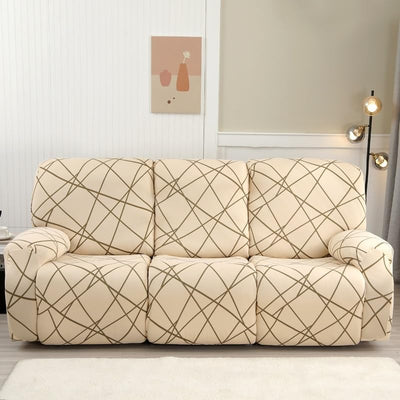Premium Printed Recliner Sofa Cover : Beige Line