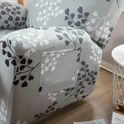 Premium Printed Recliner Sofa Cover : Petal Grey