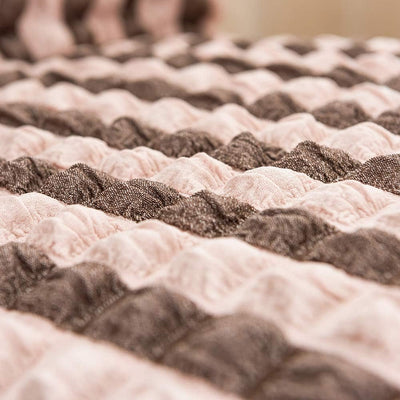 2026 Turkish Bubble Frill Chair Covers : Beige Brown Stripe