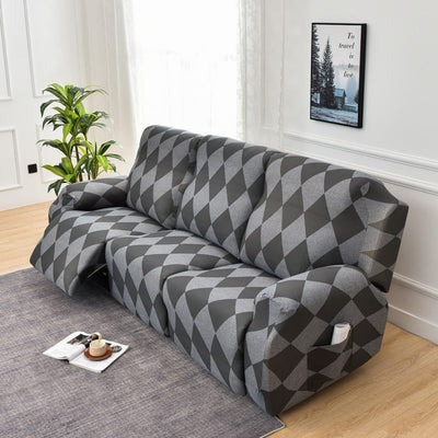 Premium Printed Recliner Sofa Cover : Grey Rittle