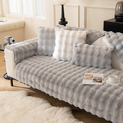 Plush Non Slip Sofa Mat - Silver Grey