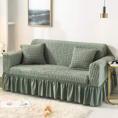 2024 Turkish Bubble Frill Sofa Covers : Sage Green