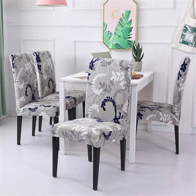 Stretchable Chair Covers, Grey Bloom