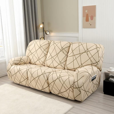 Premium Printed Recliner Sofa Cover : Beige Line