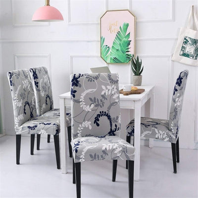 Stretchable Chair Covers, Grey Bloom