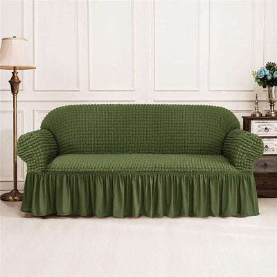 2026 Turkish Bubble Frill Sofa Covers : Olive