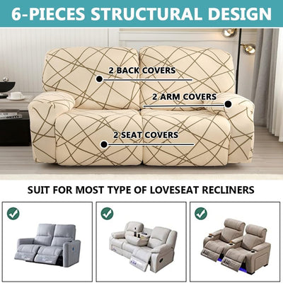 Premium Printed Recliner Sofa Cover : Beige Line
