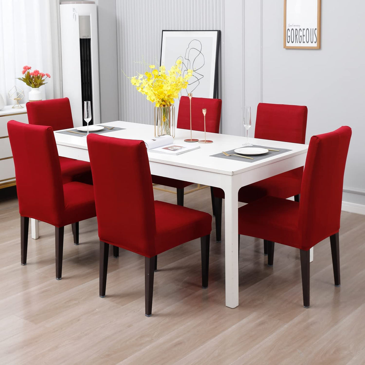 Stretchable Chair Covers, Plain Red