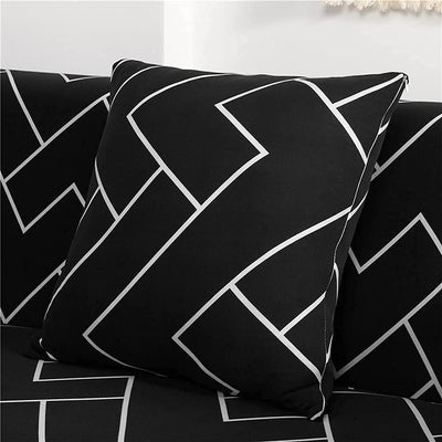 Trendize Exclusive Stretchable Sofa Cover - Black Herringbone