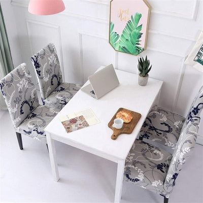 Stretchable Chair Covers, Grey Bloom