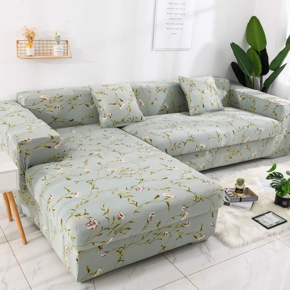 L Shape Sofa Cover - Pastel Green