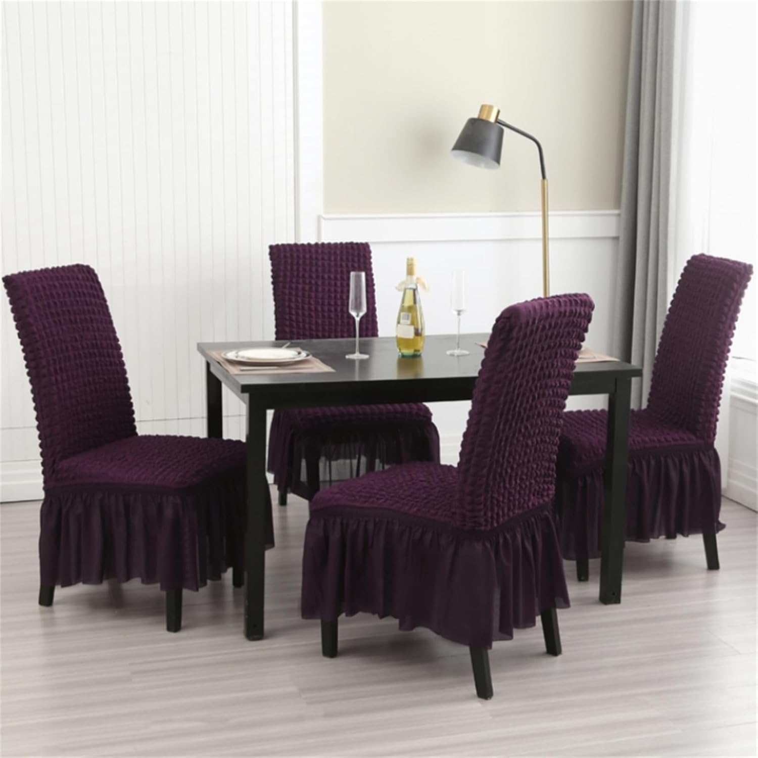 2026 Turkish Bubble Frill Chair Covers : Wine