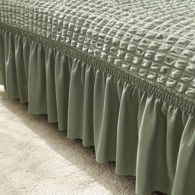 2025 L Shape Turkish Bubble Frill Sofa Covers : Sage Green