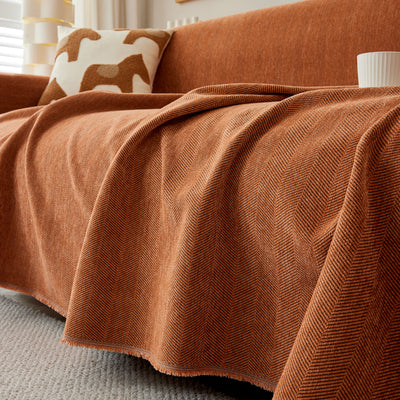 Herringbone Oversized Chenille Sofa Throw