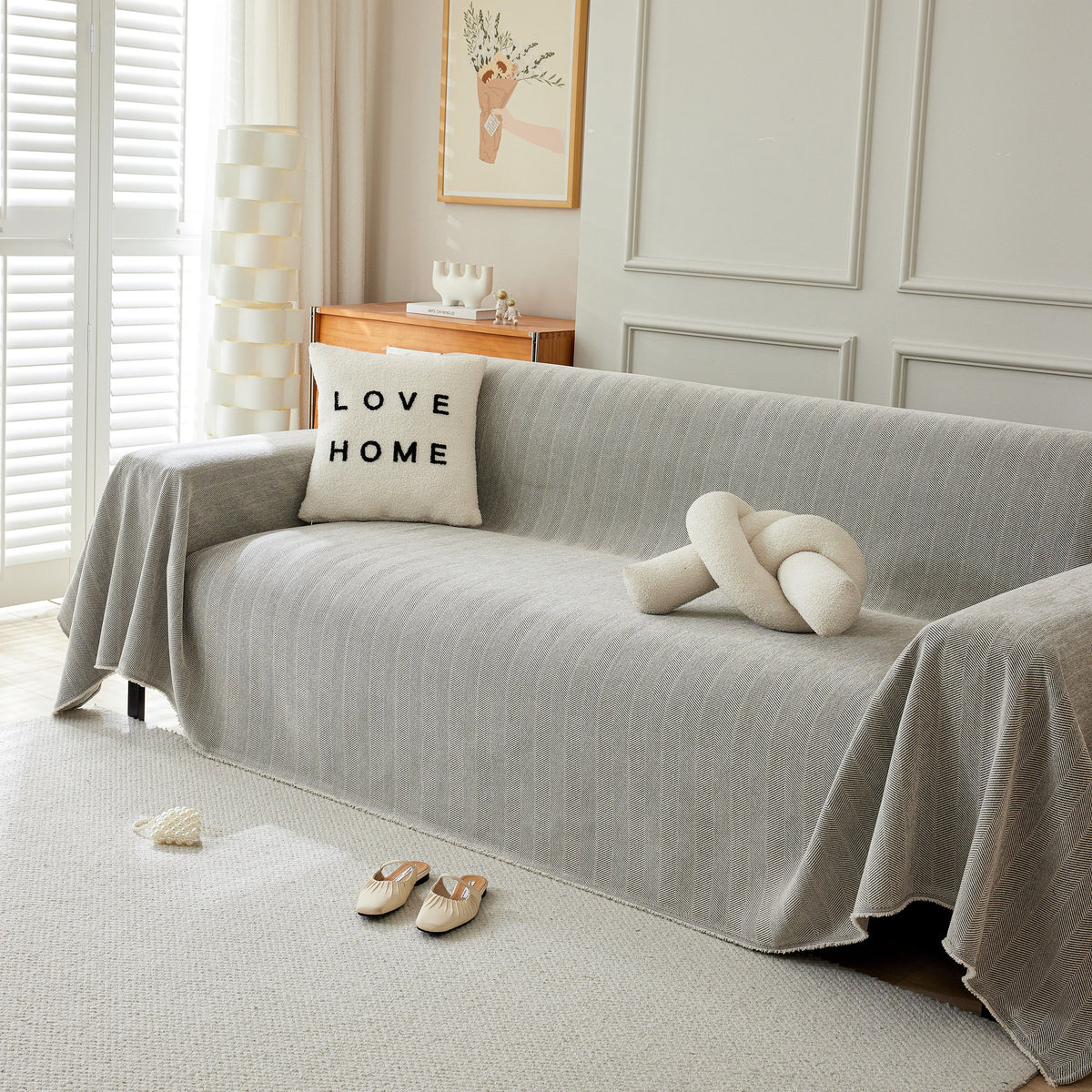 Herringbone Oversized Chenille Sofa Throw