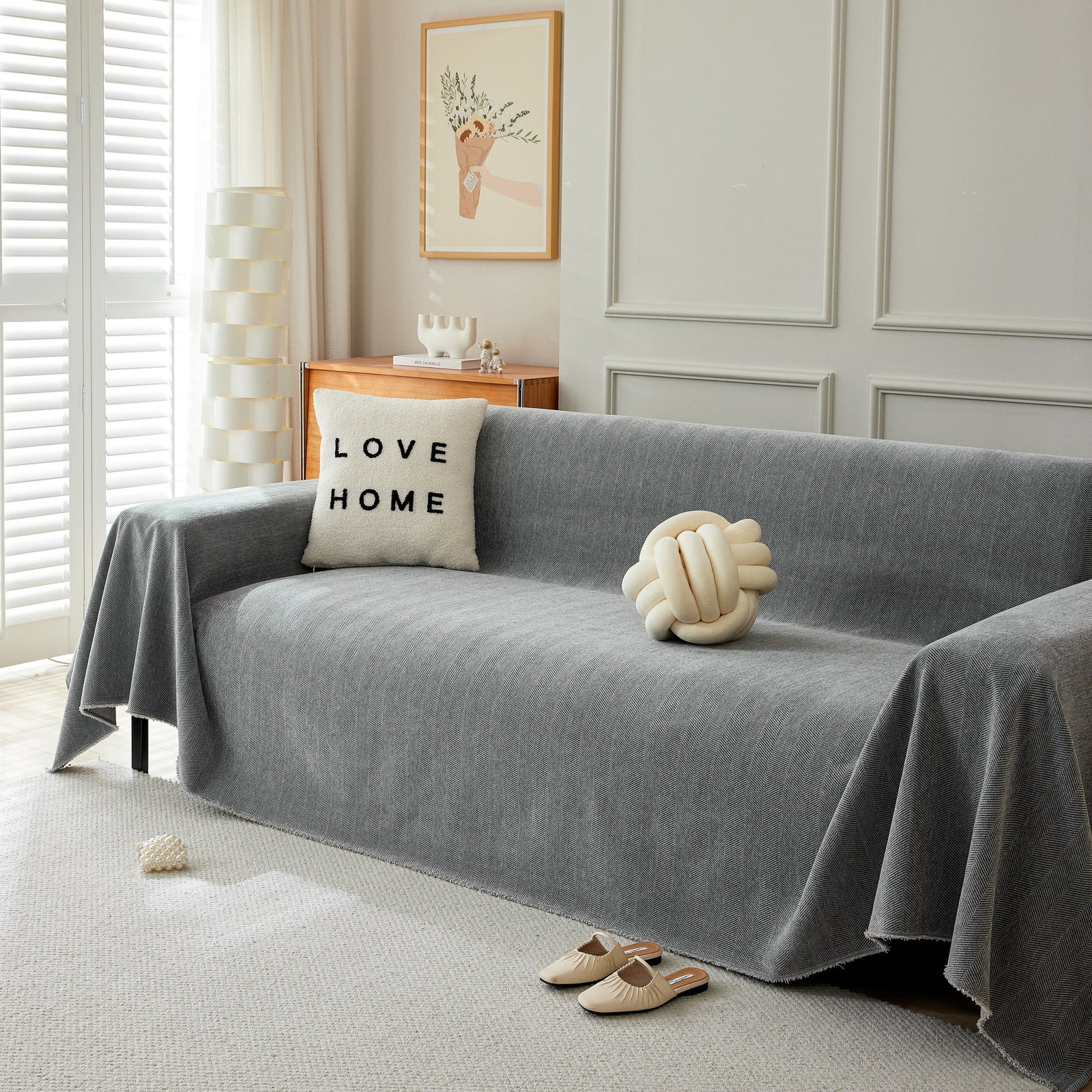 Herringbone Oversized Chenille Sofa Throw