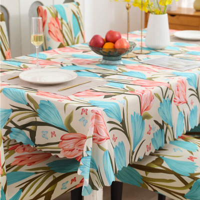 Premium Dining Table & Chair Cover Combo - Beige Tulip