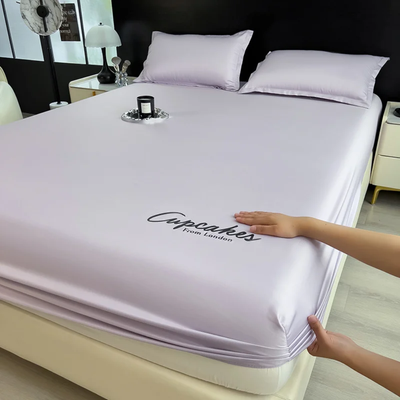 Ice Silk Cooling Fitted Bedsheet with 2-Pillow Covers