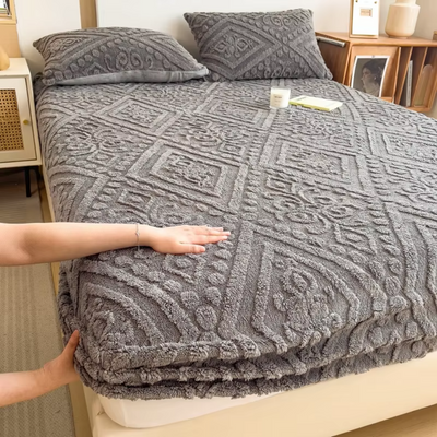 3D Engraved European Fitted Bedsheet - Charcoal Grey