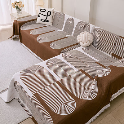 L Shape Premium Double Sided Chenille Sofa Covers - Brown Juniper
