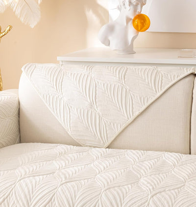 ANTI SKID PALM LEAVES QUILTED SOFA MAT  -  IVORY