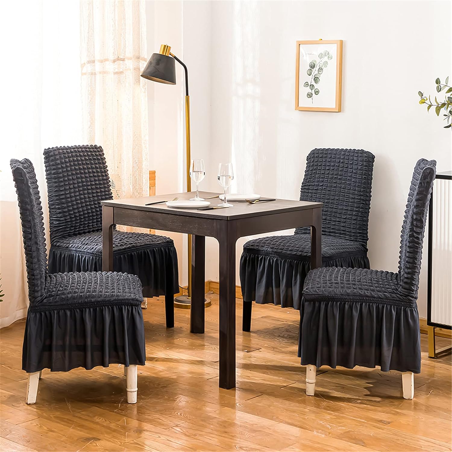 2026 Turkish Bubble Frill Chair Covers : Dark Grey