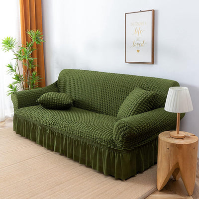 2026 Turkish Bubble Frill Sofa Covers : Olive