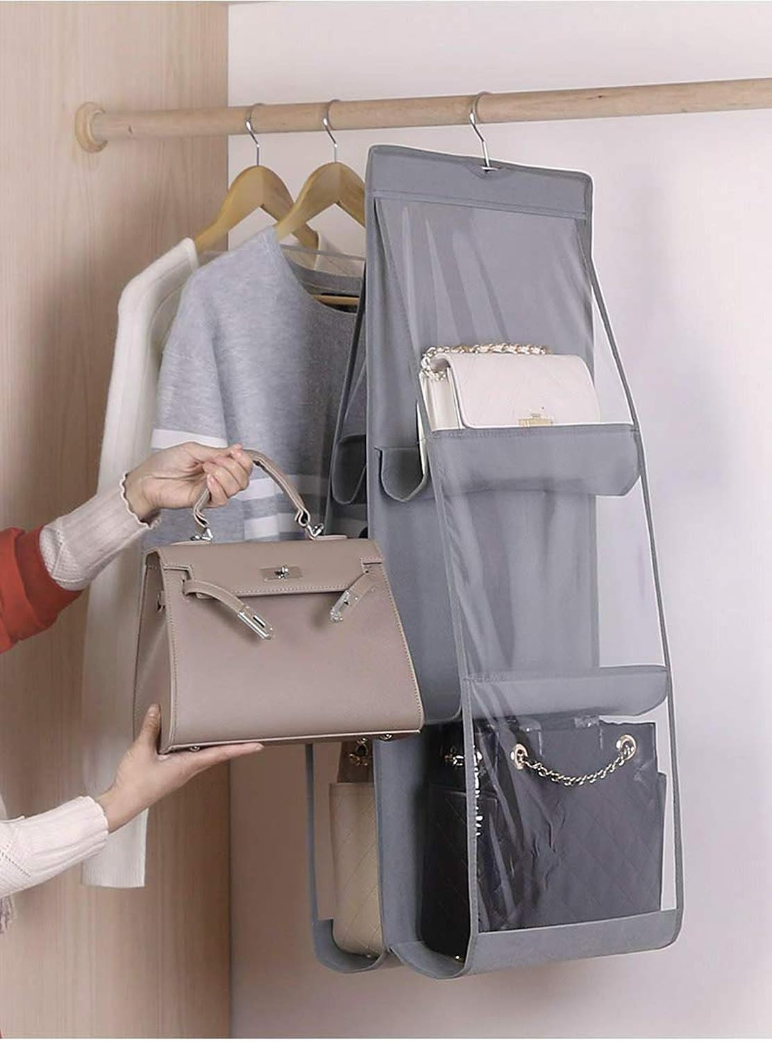 6-Pocket Hanging Dust-Proof Handbag Organizer