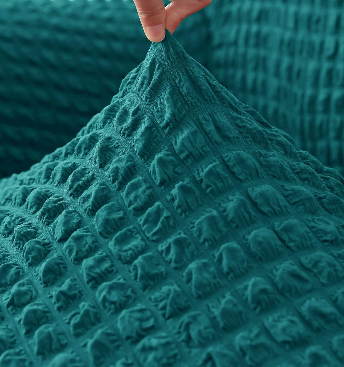 2026 L Shape Turkish Bubble Frill Sofa Covers : Teal