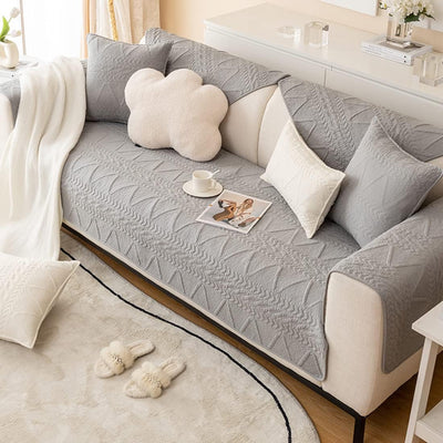 PREMIUM COTTON QUILTED SOFA MAT - CLOUD GREY