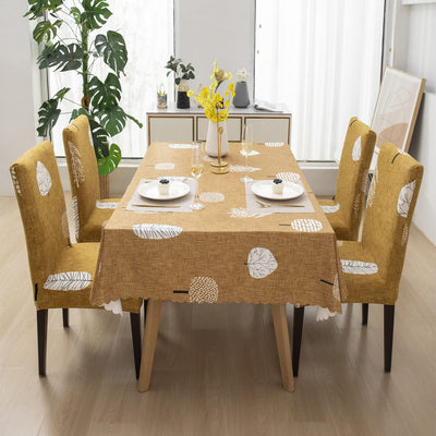 Premium Dining Table & Chair Cover Combo - Mustard Leaf