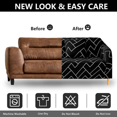 Trendize Exclusive Stretchable Sofa Cover - Black Herringbone