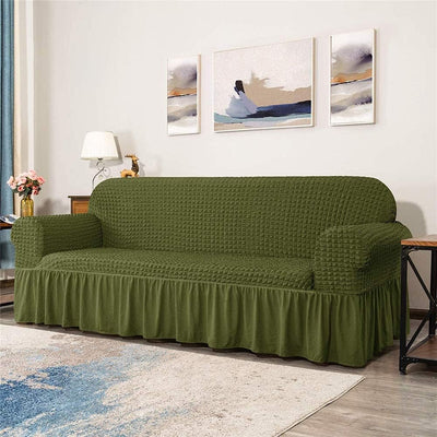 2026 Turkish Bubble Frill Sofa Covers : Olive