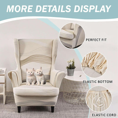 SnugFit Wingback Chair Slipcover - Wave Beige