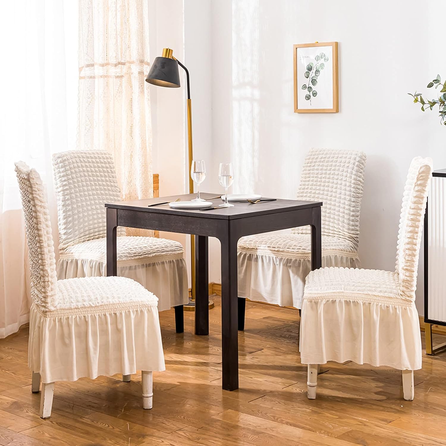 2026 Turkish Bubble Frill Chair Covers : Beige