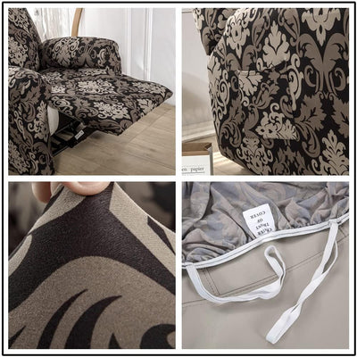 Premium Printed Recliner Sofa Cover : Royal Black
