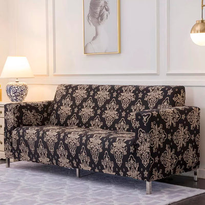 Trendize Exclusive Stretchable Sofa Cover - Black Brocade
