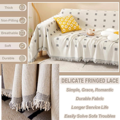 Premium Double Sided Chenille Sofa Covers - Grey Mosaic