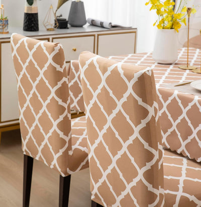 Premium Dining Table & Chair Cover Combo - Diamond Beige