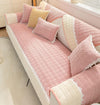 French Corduroy Lace Sofa Mat - Sweet Pink