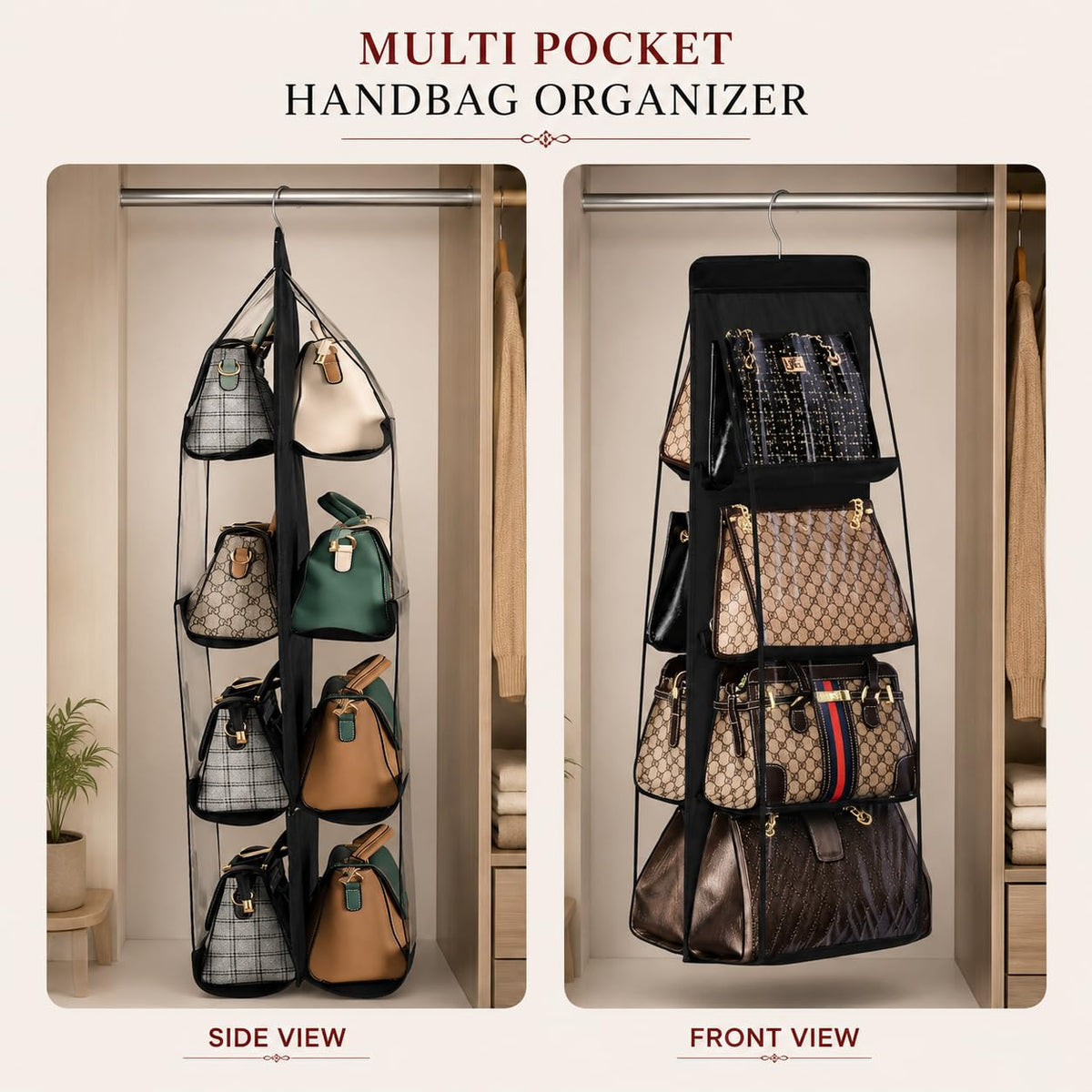 6-Pocket Hanging Dust-Proof Handbag Organizer