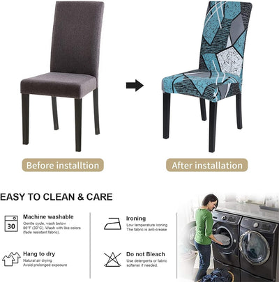 Stretchable Chair Covers, Blue Grey Prism