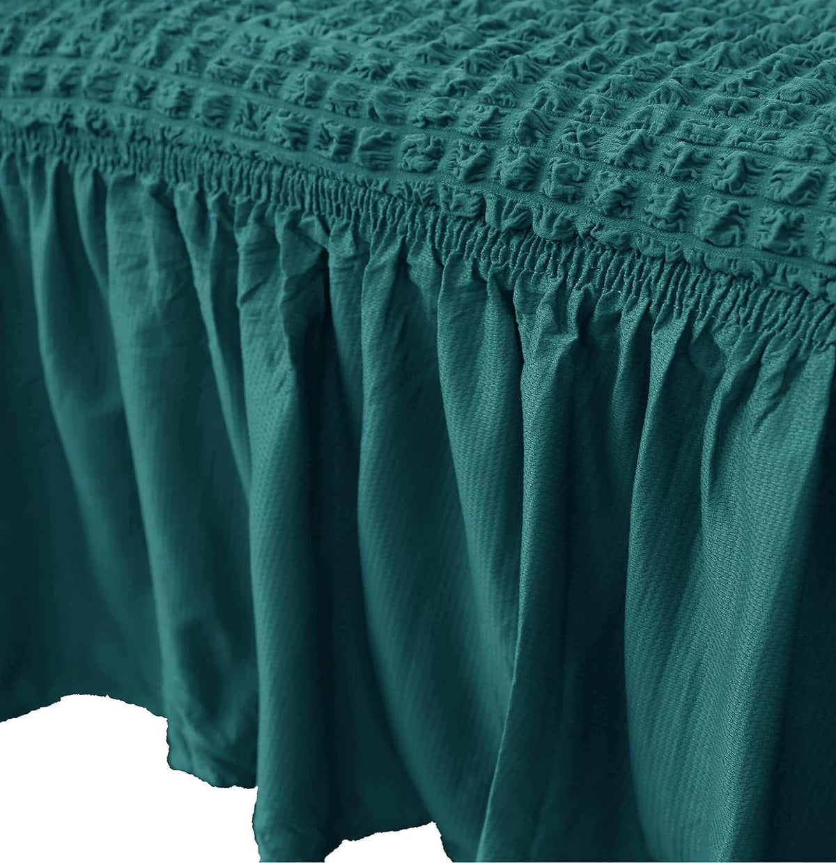 2026 L Shape Turkish Bubble Frill Sofa Covers : Teal