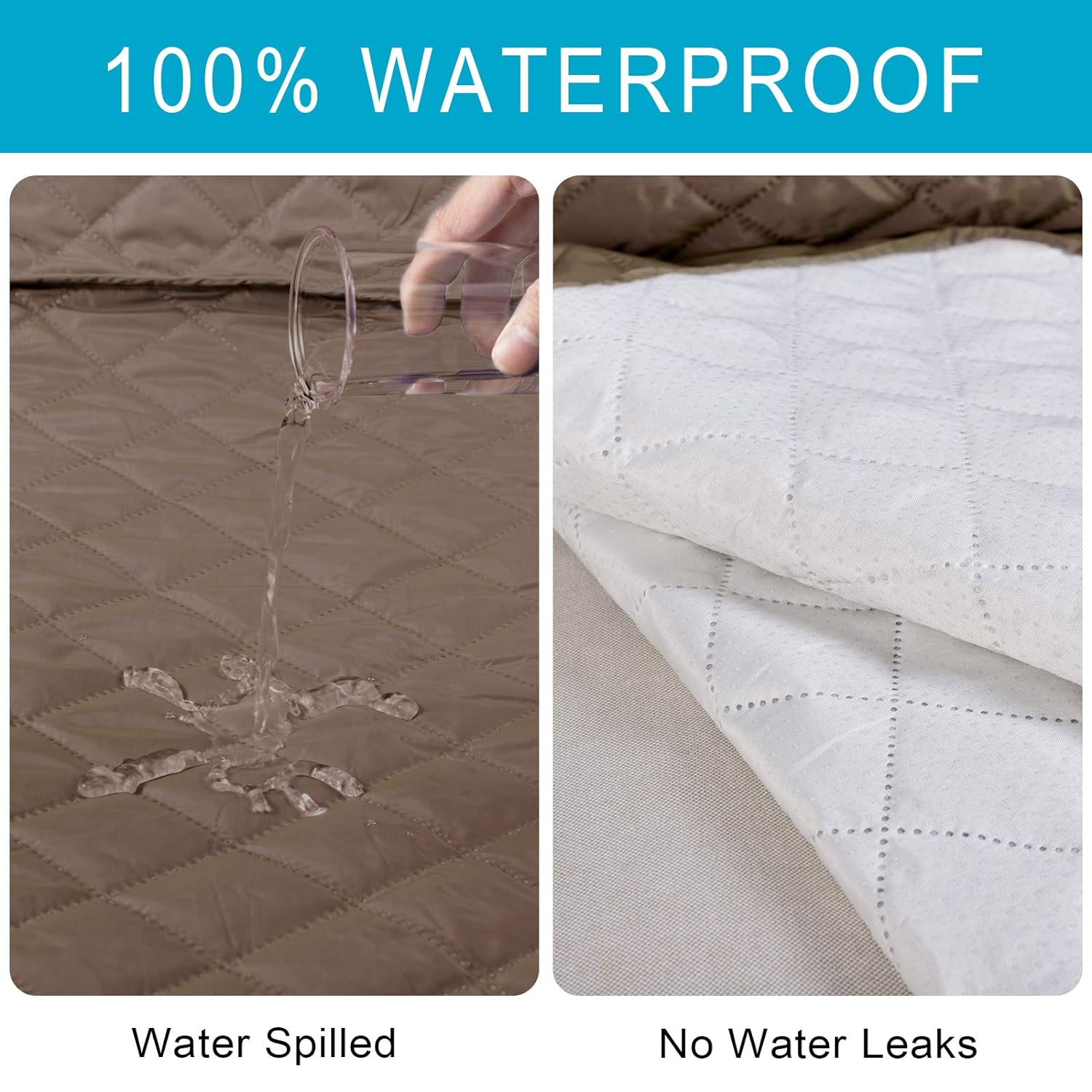 Reversible Quilted Waterproof Sofa Protector - Brown & Grey