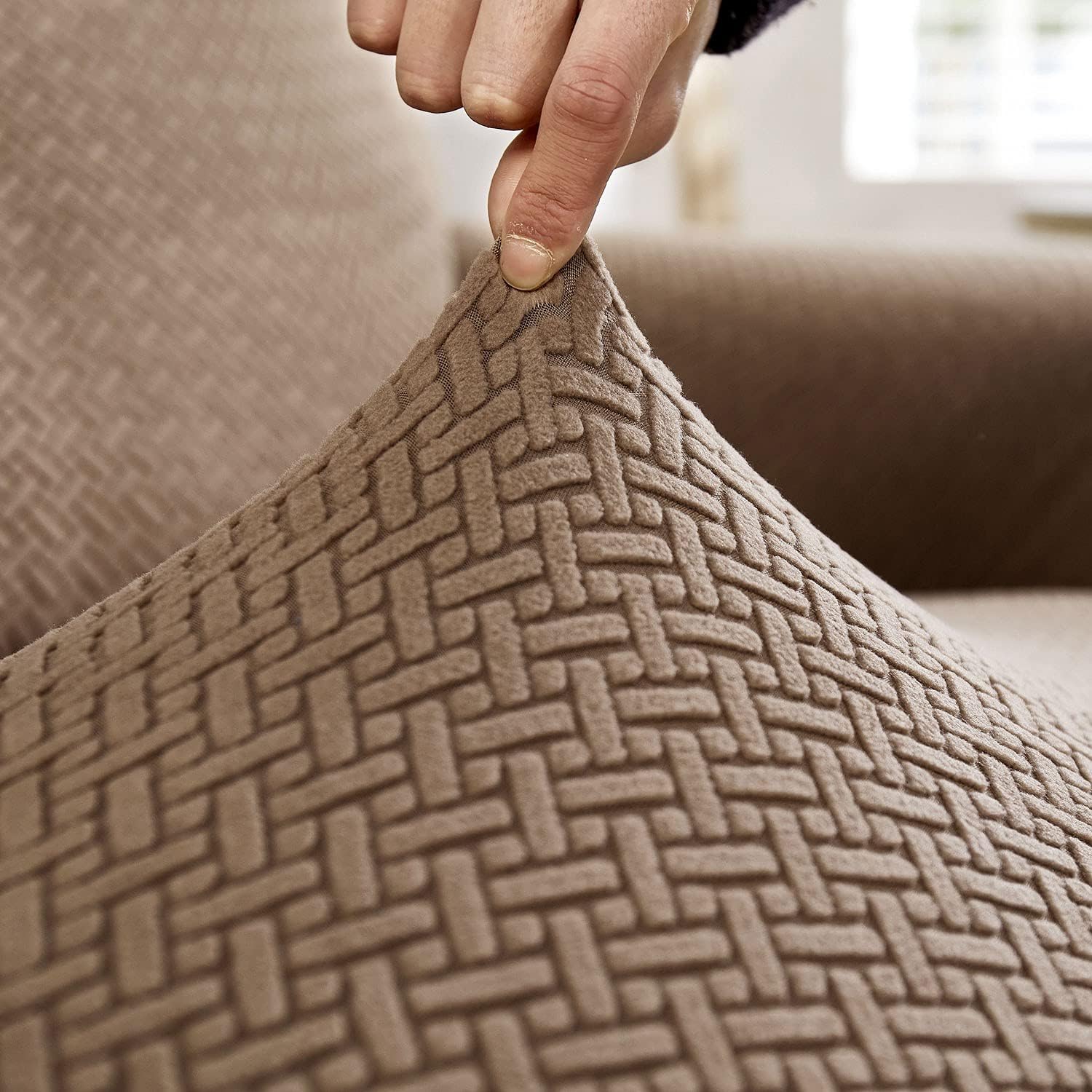 2026 Polar Fleece Sofa Cover : Khaki