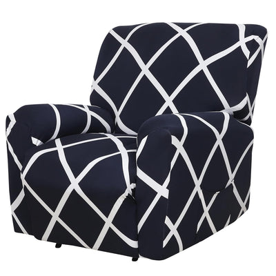 Premium Printed Recliner Sofa Cover : Blue Check